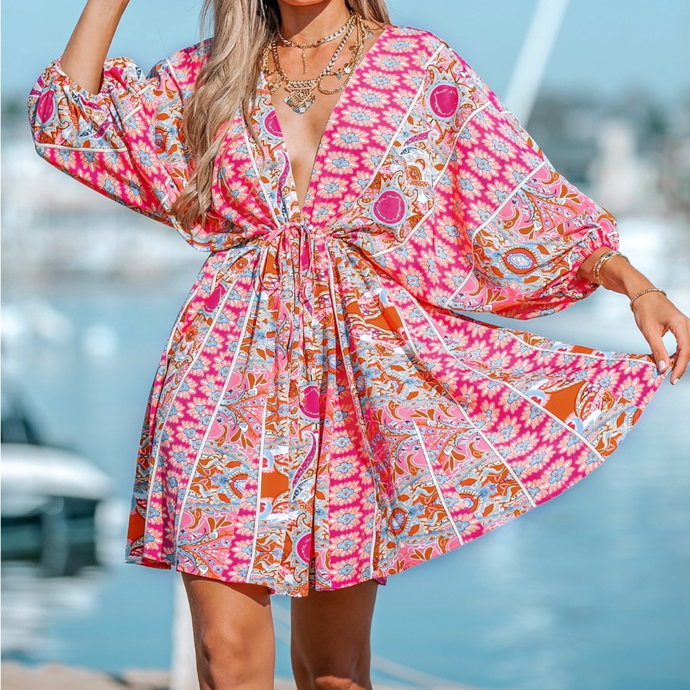 Cupshe pink paisley dress nwt resort ware